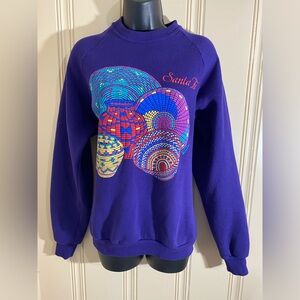 Vintage 90’s Made in USA Santa Fe Puff Print Graphic Sweater